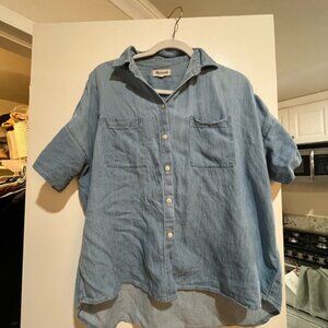 Denim short sleeve Madewell button up, size small